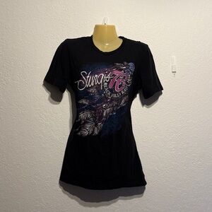 Sturgis 76th Annual Motorcycle Rally Black Graphic Tee Size Large 2016 Purple L